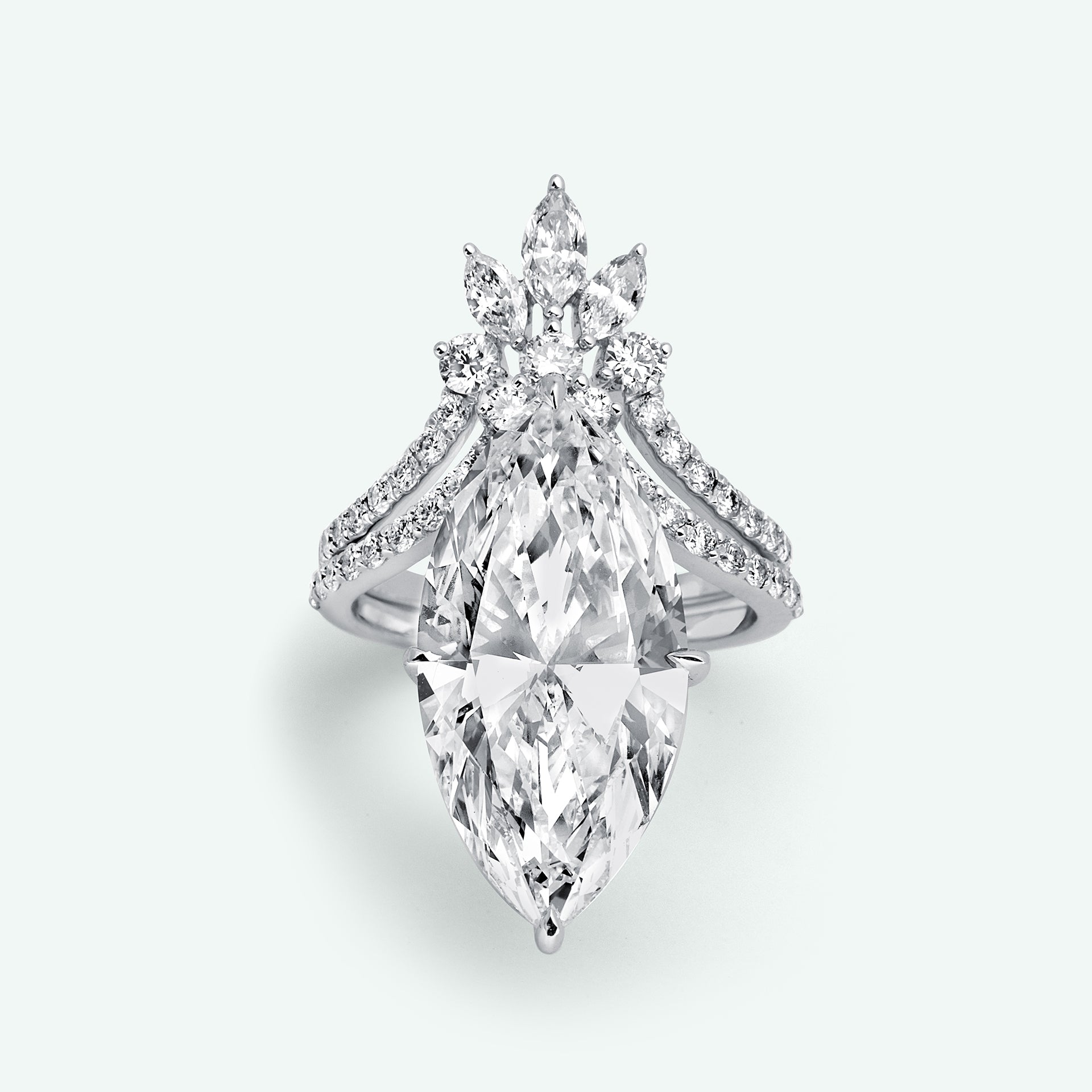 The Sasha With 12.06ct Marquise Center Diamond (VS1, E) IGI Certified