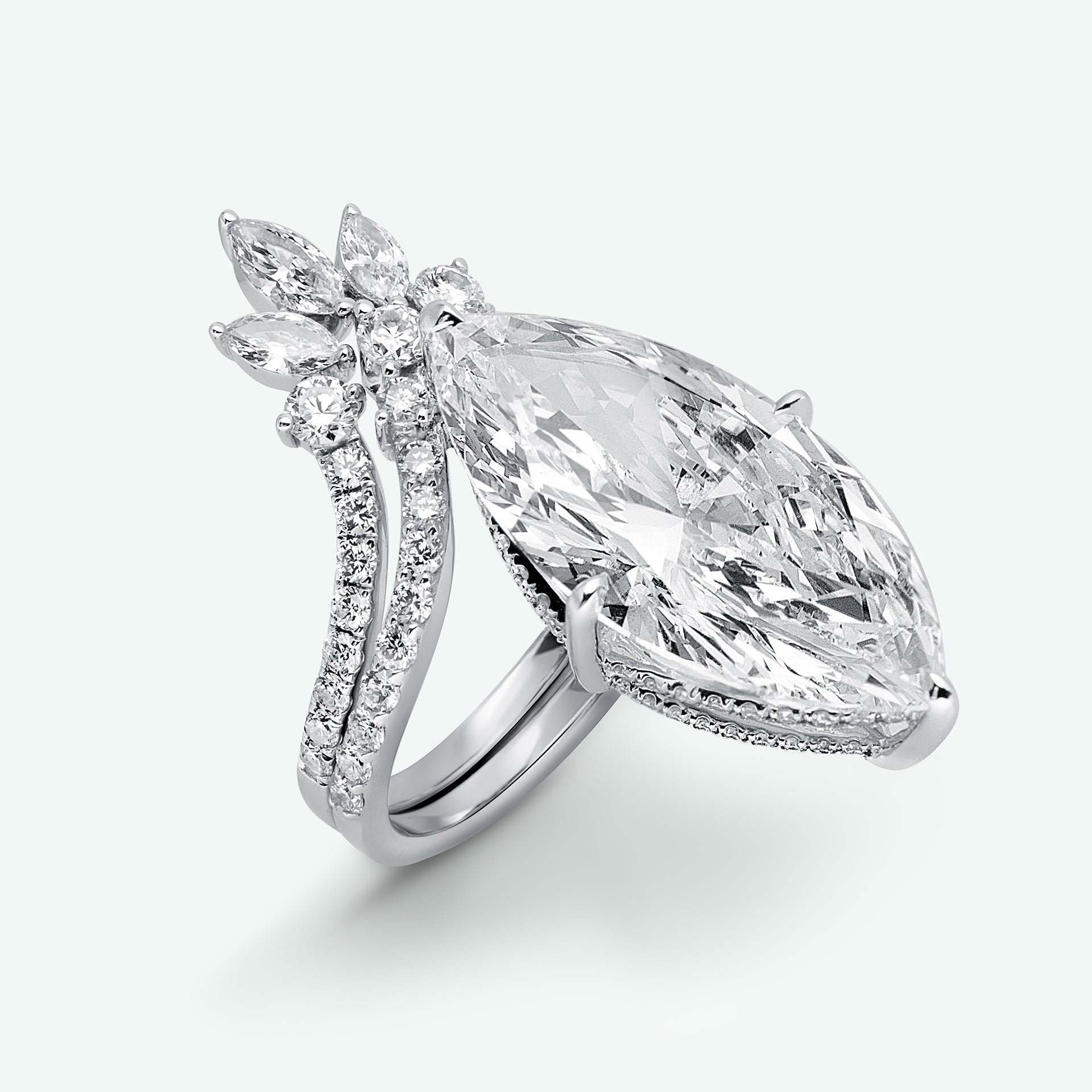 The Sasha With 12.06ct Marquise Center Diamond (VS1, E) IGI Certified
