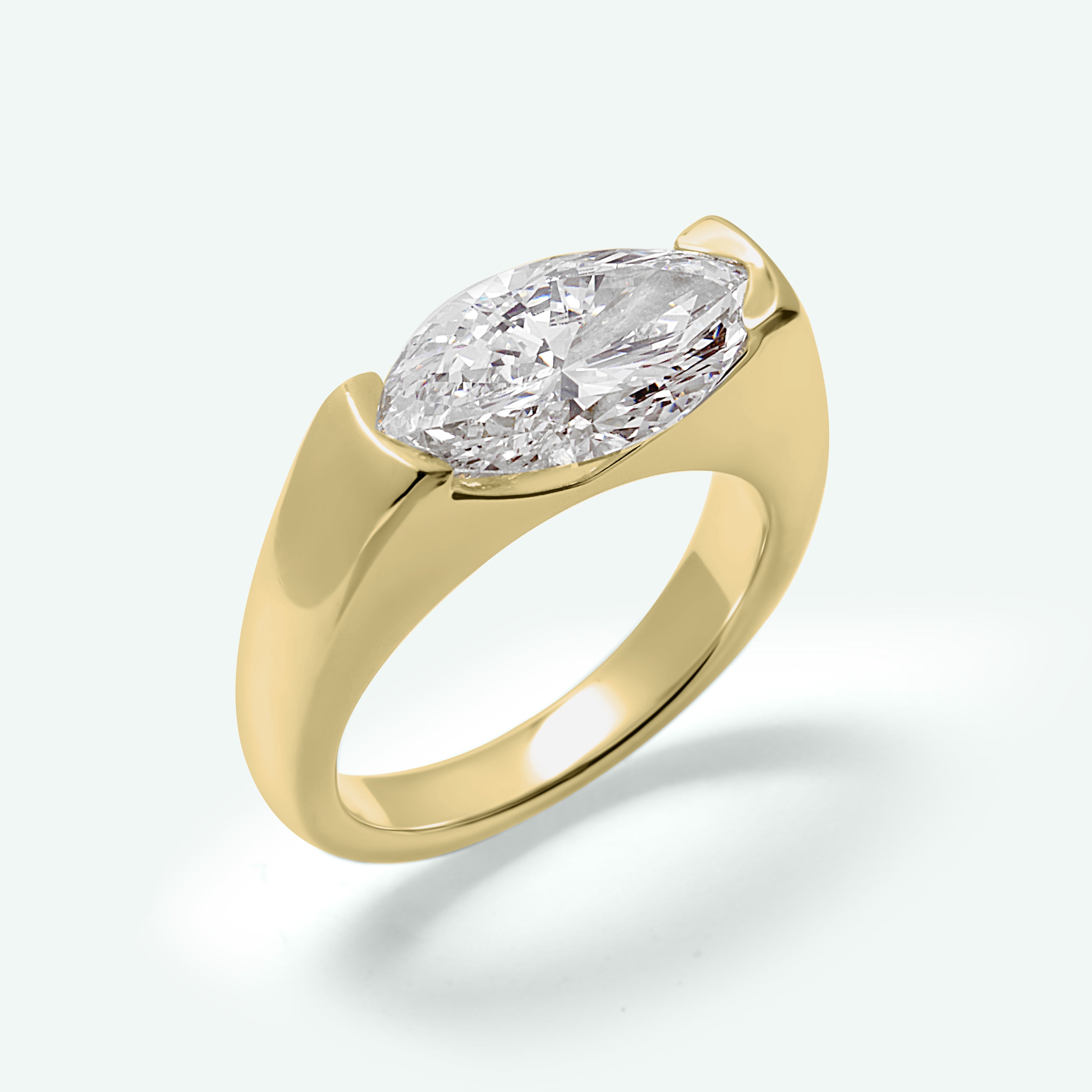 The Amelia With 1.96ct Marquise Cut Center Diamond (VVS2, F) IGI Certified