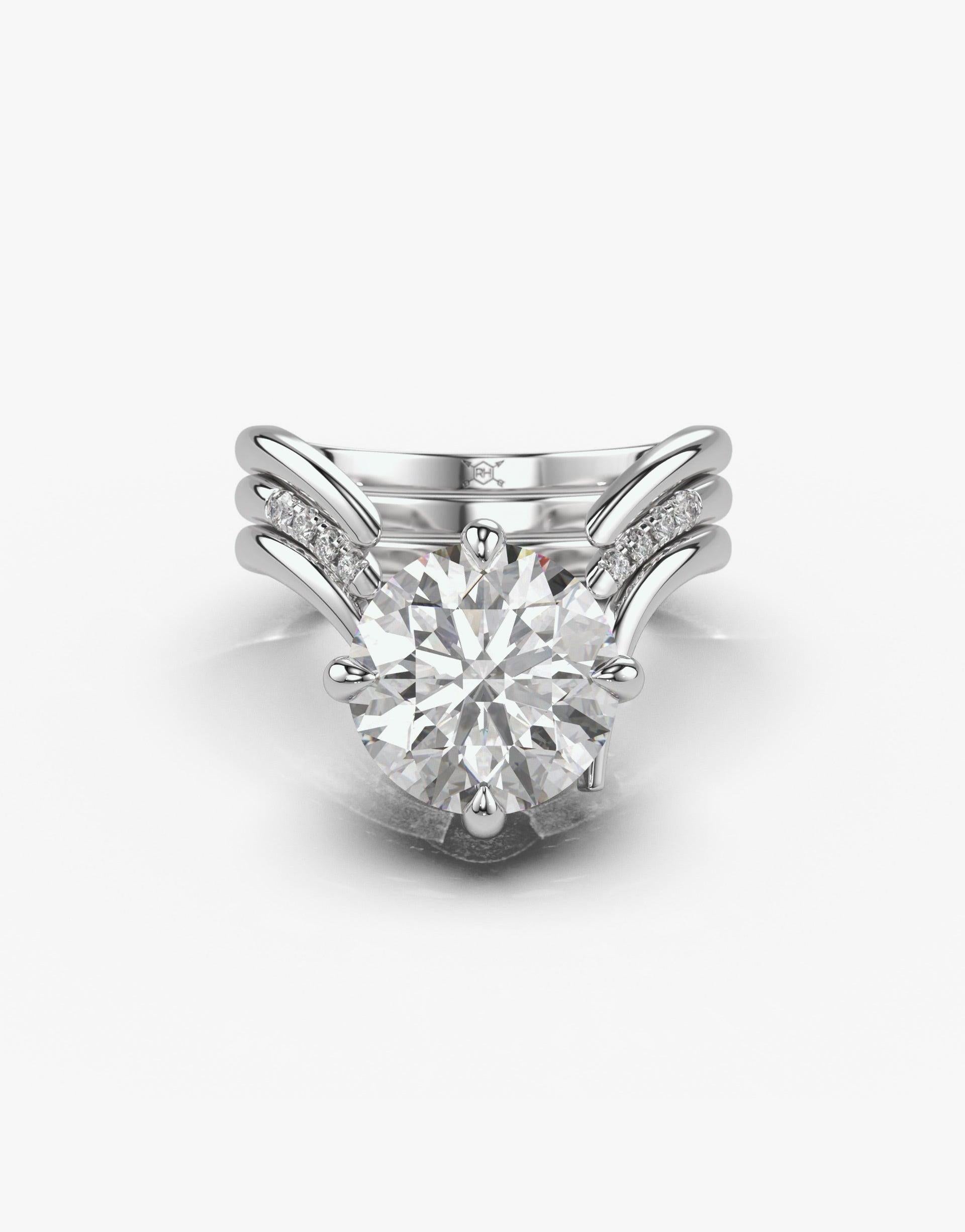 The Judy Unique Solitaire Diamond Prong Layered Engagement Ring With ...