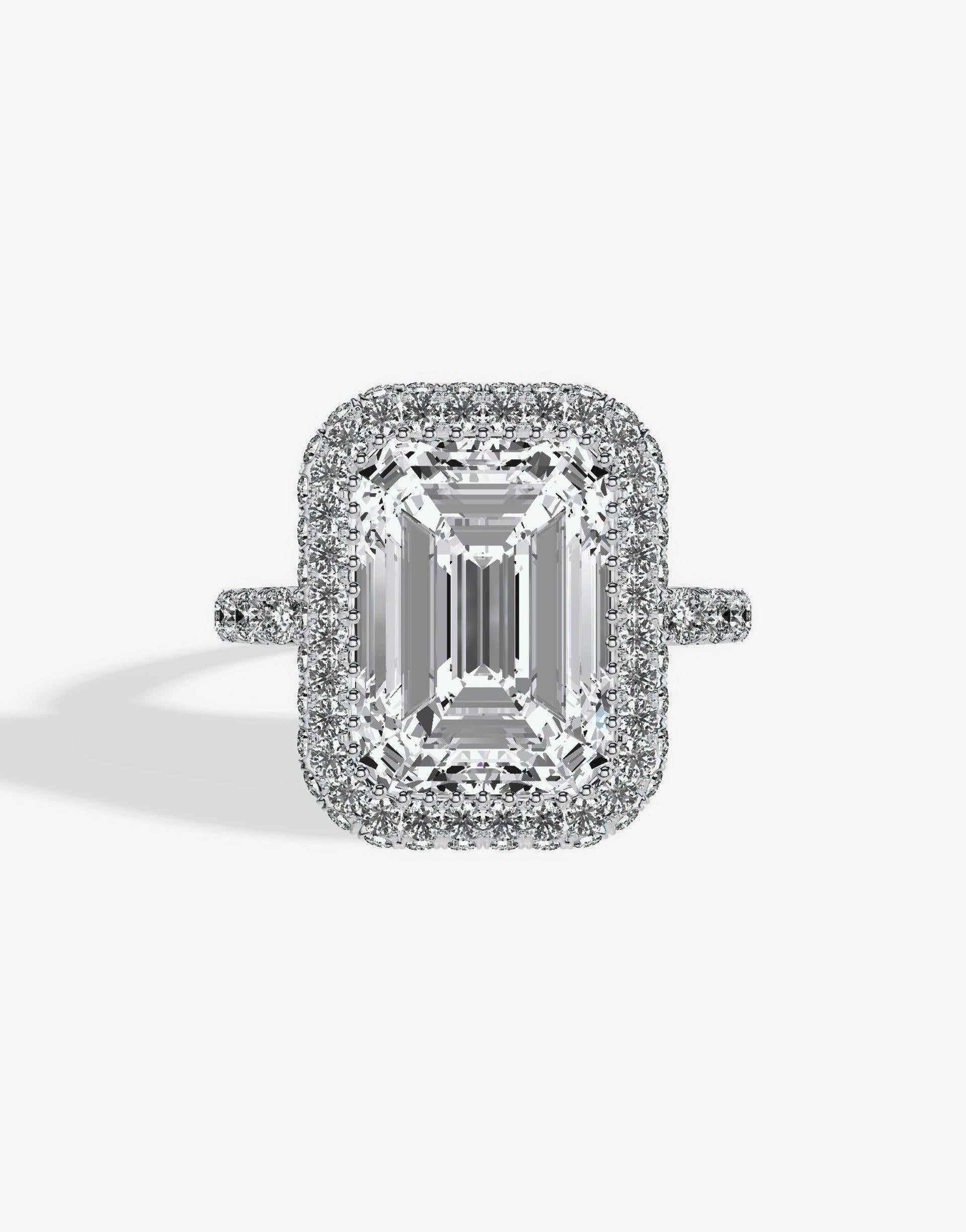 The Sole Prong Engagement Ring With Halo Pave Diamonds Hidden Halo ...