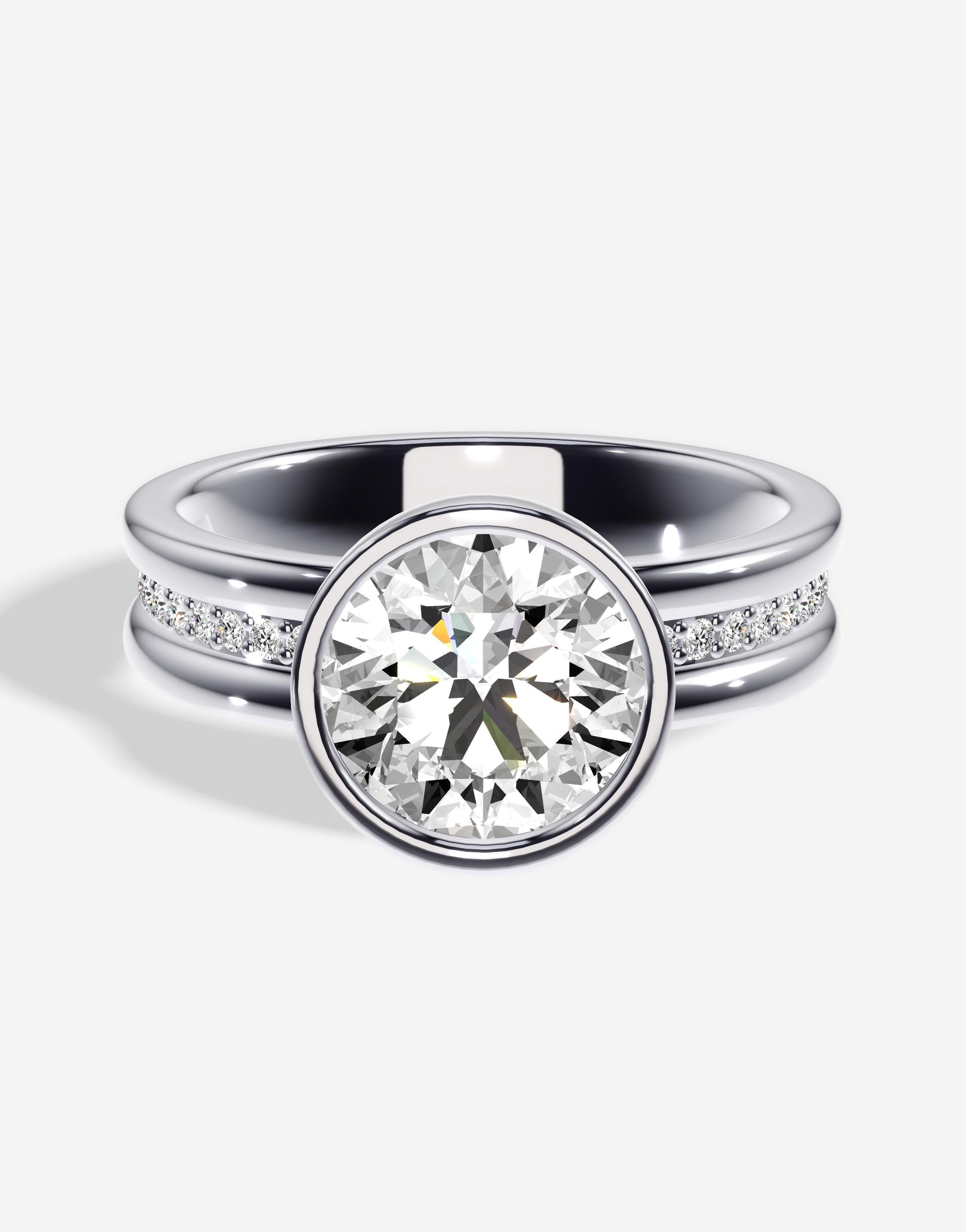 The Etta Diamond Engagement Ring Bezel Set Pave Accented Stones – Robin ...