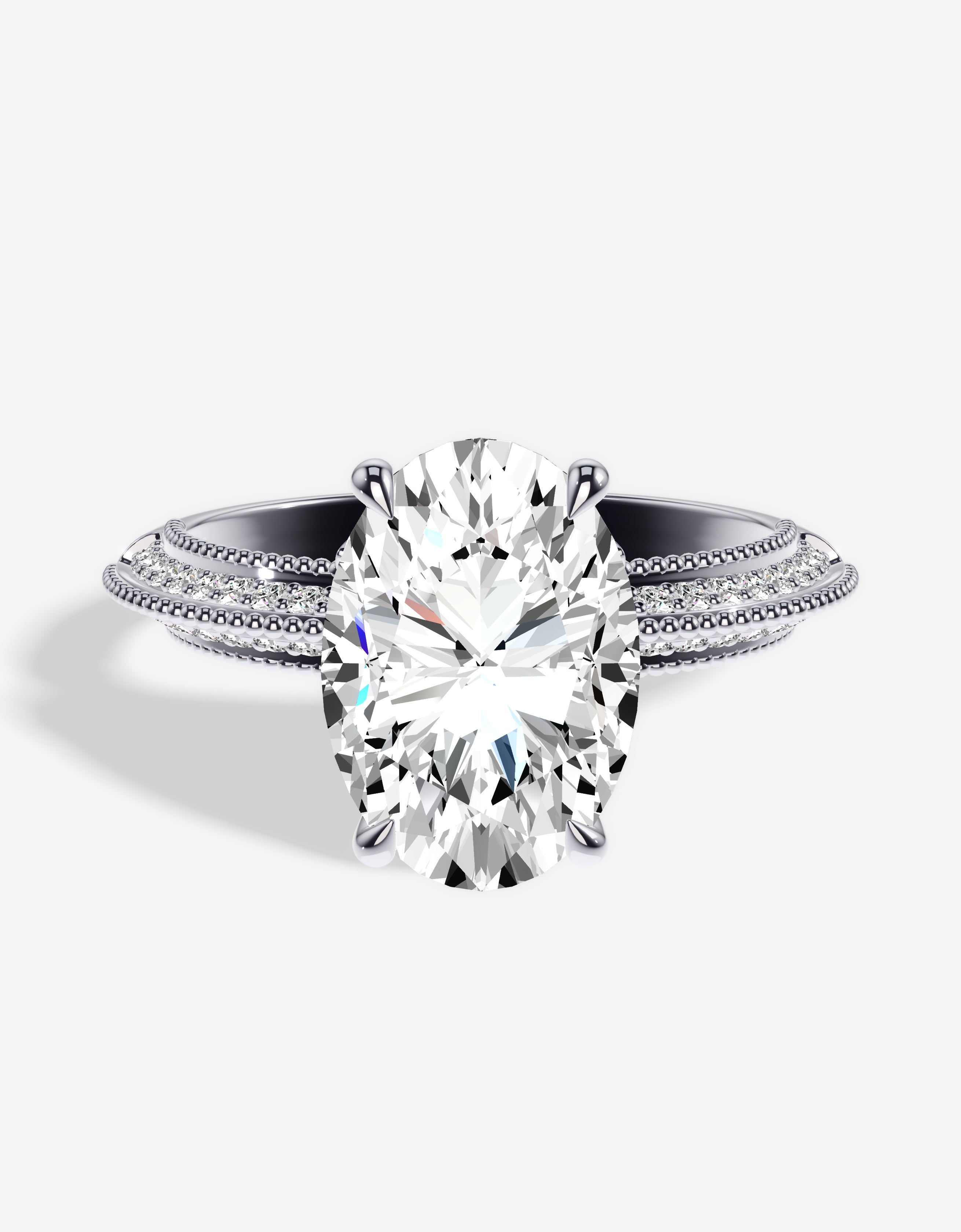 The Sophia Lotus Engagement Ring With Milgrain Knife Edge Diamond Band ...