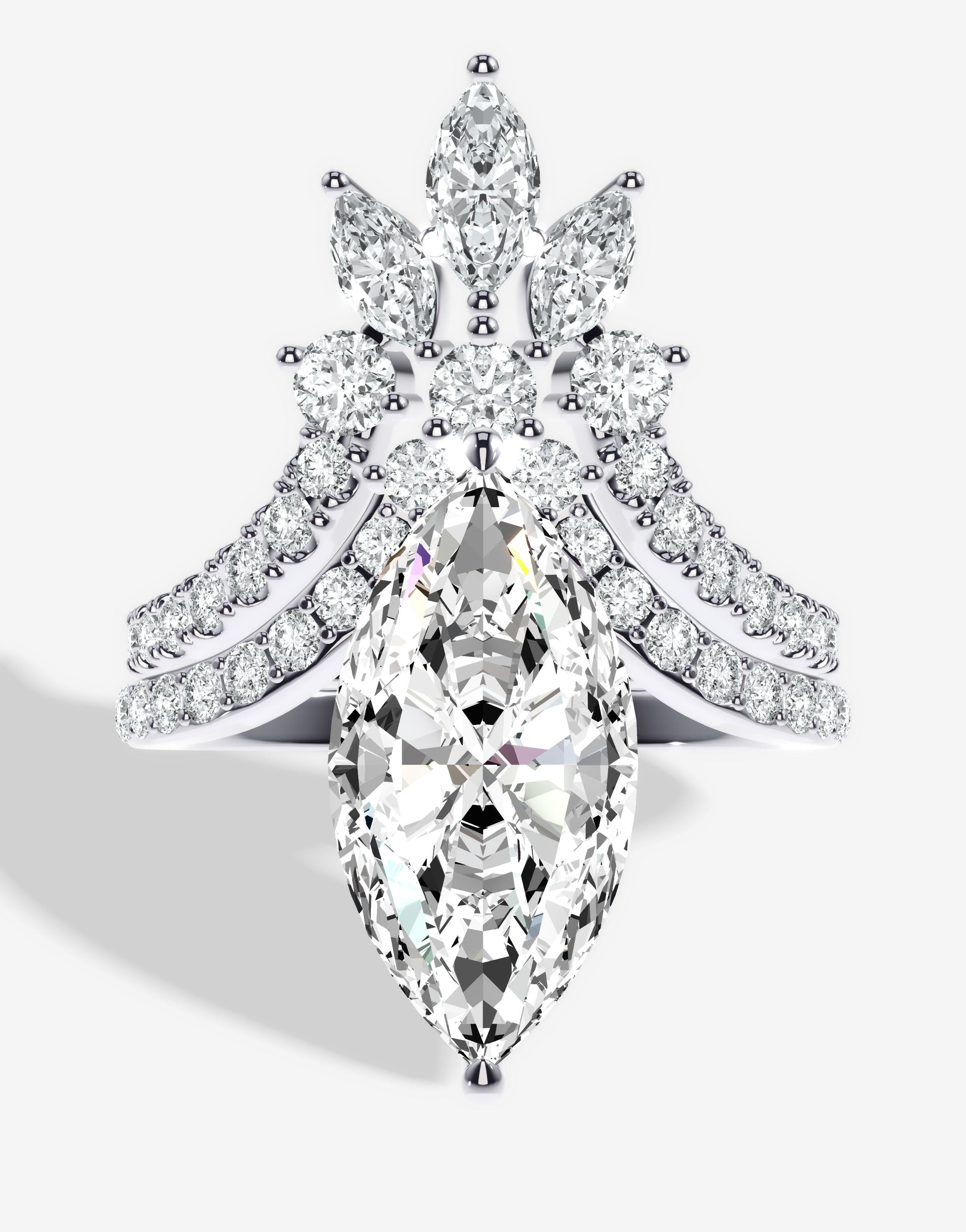 The Sasha Engagement Ring Bridal Set Crown Inspired Set With Matching ...