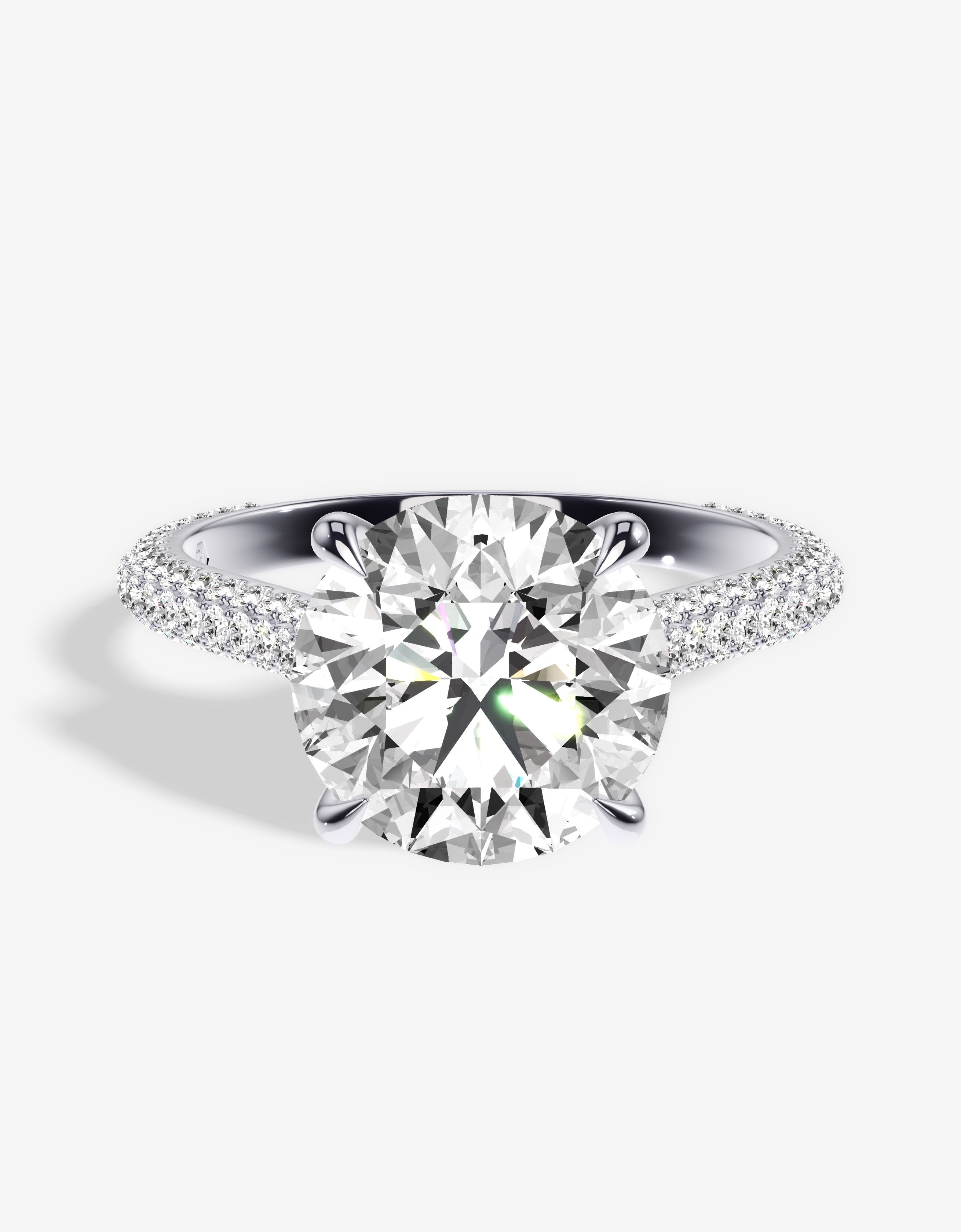 The Katherine Engagement Ring With Three Row Pave Diamond Band And ...