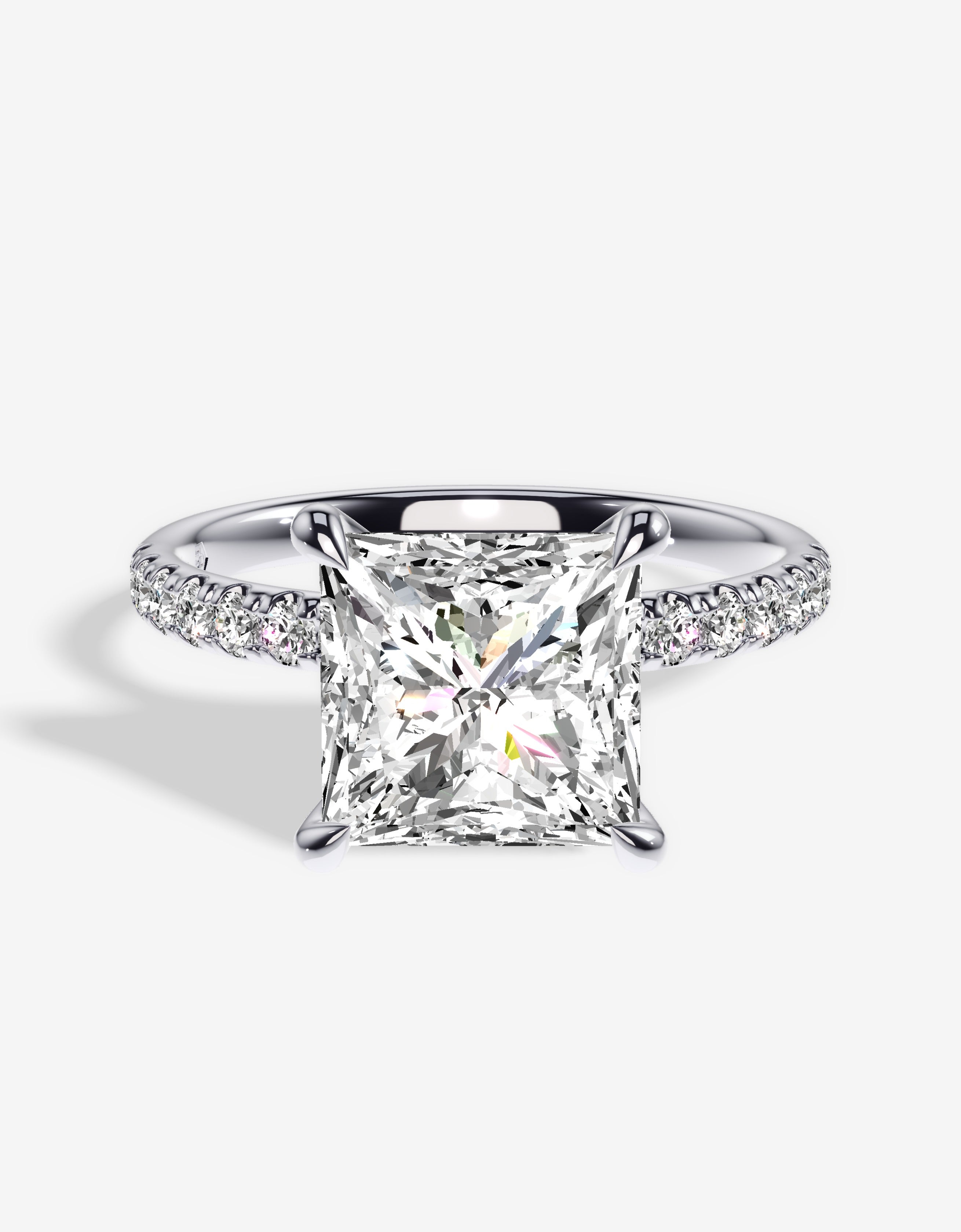 The Nanor Diamond Engagement Ring With Hidden Halo And Side Diamond ...