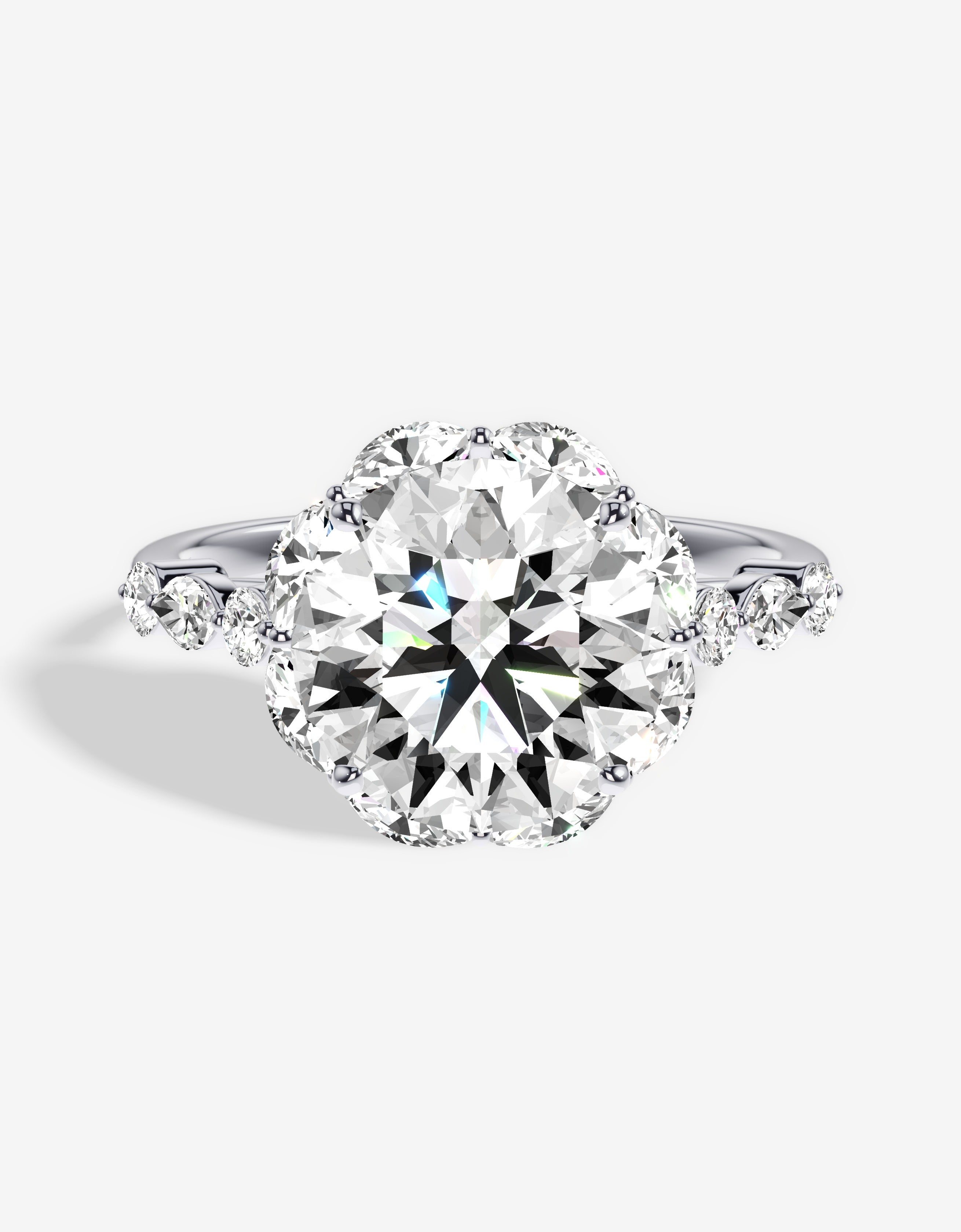 The Octavia Halo Cluster Engagement Ring With Marquise & Round Diamonds ...